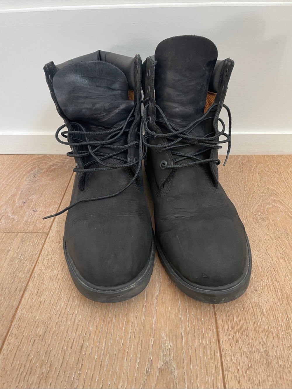 Timberland Black Lace-Up Leather Work Boots